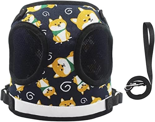 犬 リード チェストストラップ ベスト 反射ペット牽引ロープ ウォーキングスモールと首輪 犬の鎖 ハーネス リードの鎖 ペット用品(Black,45-50cm)