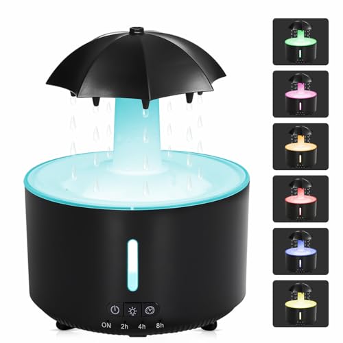 Missfly 300ml Cloud Shape Cool Mist Humidifier Diffuser 360 Rotatable Quiet Auto Safety Shutoff Easy Refill Home Bedroom Office (Black)