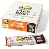 Organic Real Food Bar (Almond Pumpkin) Grain Free - Paleo Friendly - Non-GMO, Gluten Free, Vegan, Nutrition Bars, Super Food Energy Bars, Healthy Snack, Breakfast Bars, Dairy Free, Soy Free, Pure Bliss Organics (1.7 oz, 12-Pack Case)