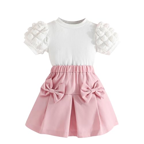 Kilrygh Toddler Girls Skirt Set 2 Piece, Cute Summer Outfits, Baby Girl Fashion Shorts Set for Toddler Girl 3-4 Years
