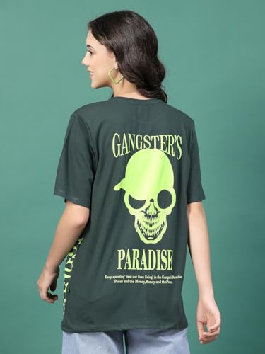 Image of Rigo Back Printed Half Sleeves Round Neck Oversized T-Shirt for Women | Drop Shoulder T-Shirt for Women | Loose Baggy Fit T-Shirt for Women /Girls