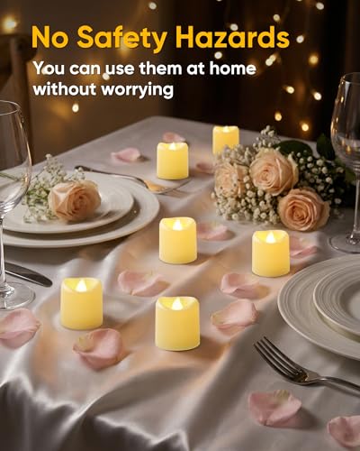 Image of 5plots 12-Pack 400+Hours Remote Control Candles, Votive Candles with 2 /4 /6 /8H Timer, Battery Operated Tealights for Party, Table Centerpiece, Home Decor, Halloween, Thanksgiving, Christmas