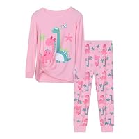 Toddler Girls Unicorn Pajamas Pyjamas Sleepwears 2pcs Long Sleeves Pjs Tops + Pants Sets for Kids Pink UK Size 3-4 Years 4T