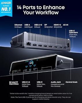 محطة إرساء Anker Prime (DL7400) وكابل USB C (حزمة)