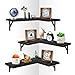 3 Satz Eckregal Hängend Wand Holz, Rustikale Schweberegal Regal Bad Organizer, Badezimmer Deko für Schlafzimmer, Wohnzimmer, Küche, Büro, Bauernhaus, Schwarz