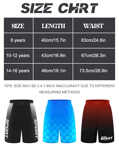 CenviaLuxy Shorts atléticos para meninos - Short de basquete de malha de secagem rápida com bolsos,