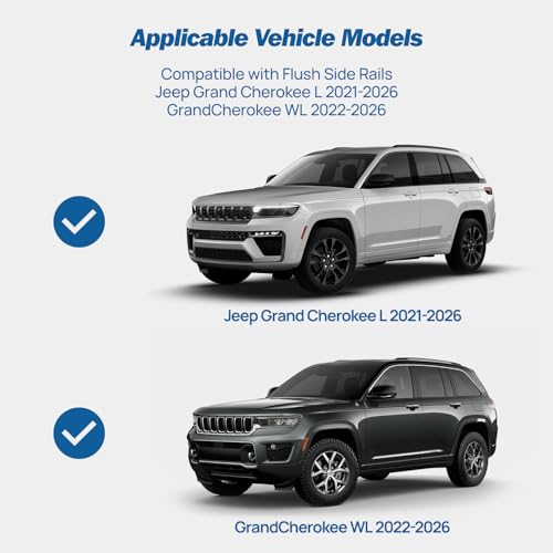 Image of JOYTUTUS 300lbs Heavy Duty Lockable Aluminum Roof Rack Cross Bars Compatible with Jeep Grand Cherokee L 2021-2026 (3-Row) & Grand Cherokee WL 2022-2026 (2-Row)