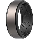 ThunderFit Silicone Wedding Rings for Men, Breathable Step Edge 2 Layers 10mm Wide 2.3mm Thick - 1/4/7 Variety Multipack, 6.5 - 7 (17.35mm), Silicone, No Gemstone Image
