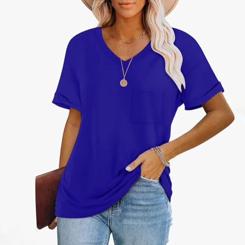T Shirts for Women Plain V Neck Cotton Oversized Tshirts Casual Loose Short Sleeve Shirts Basic Tees Cute Summer Tops3