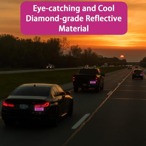 Image of PEUTIER 2pcs New Driver Magnet for Car, Magnetic Reflective Bumper Stickers Thanks for Your Patience New Driver Signs Safety Warning Funny Novice Driver Vehicle Car Decal Accessories (Black Pink)