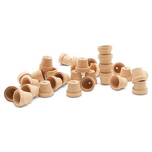 Woodpeckers Mini Wood Flower Pots, 5/8-inch x 9/16-inch, Pack of ...