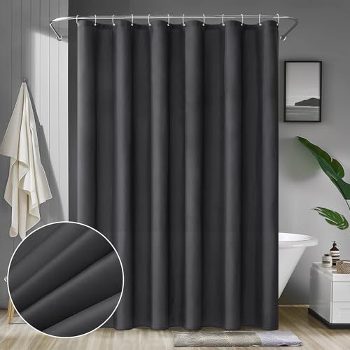 MIULEE Cortina de Ducha 180 x 200 cm Cortinas de Baño de Poliéster Tela Impermeable Antimoho Secado Rápido Lavable Cortina Baño Gris Oscuro con 12 Ganchos