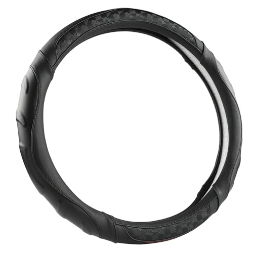 Black Seal Custom-Fit Steering Wheel Cover for Ford F-150, F-250, F-350, Expedition, 15.5–16", Anti-Slip PU Leather (Black)