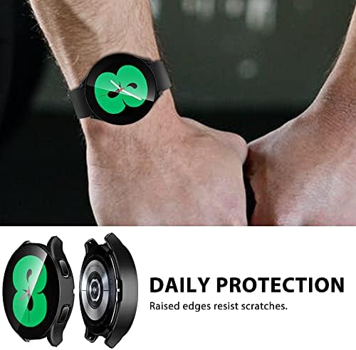 LϟK 2 Pack Case for Samsung Galaxy Watch 4 40mm with Built in Screen Protector Tempered Glass All Around Hard PC Protective High Definition Cover - Black