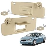 ItranMc Sun Visor Driver&Passenger Side for 2011-2019 Chevy Cruze, Beige, Left&Right Side Car Visor with Mirror,Replacement#84126657 84126666