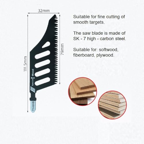 Special Wood T142HB Jigsaw Blades, Black, Steel Construction, Special-Shaped Design for Wood Cutting, 5 Pack - Thumbnail 3
