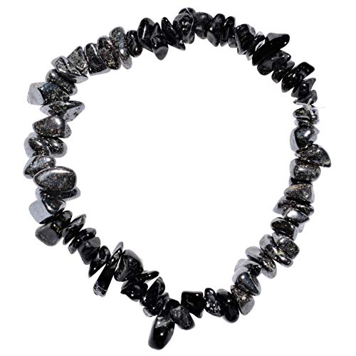 Zenergy Gems Selenite Charged Natural Gemstone Combo Crystal Bracelets + Selenite Pockey Puffy Heart Charger Included (Black Tourmaline & Hematite)