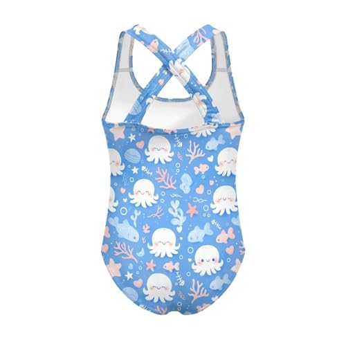 Image of Girls One Piece Swimsuits Teens Sleeveless Back Cross Strap Bathing Suit Kids Quick Dry Cute Beach Swimwear(5-14)