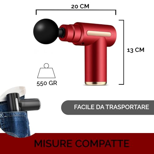 Pistola Massaggio Muscolare Mini Pistola Massage Gun Massaggiatore 6 Livelli Regolabili E 4 Testine Di Massaggio - 6
