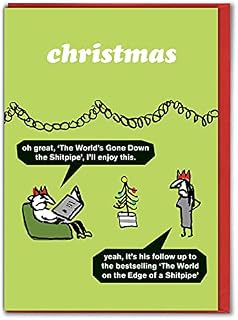 Modern Toss Official Funny Christmas For Cards Husband Wife -'Christmas Cheer Bottle Of Wine' - Xmas Cards For Men Women Mum Dad - Sold By Brainbox Candy