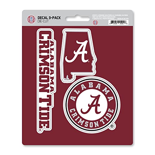 FANMATS NCAA Alabama Crimson Tide Team Decal, 3-Pack