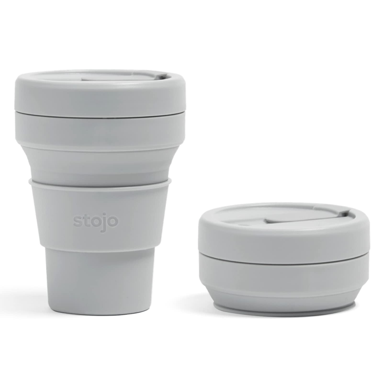 STOJO Collapsible Travel Cup with Straw - Cashmere, 8oz / 250 ml - Reusable to-Go Pocket Size Silicone Bottle for Hot and Cold Drinks - Perfect for Camping and Hiking - Microwave & Dishwasher Safe