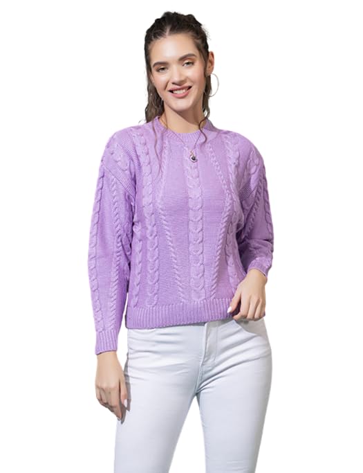 swaaglok - style that speaks Women’s Woolen Cable Knit Pullover Sweater | Full Sleeve Round Neck Winterwear | Cozy, Soft & Stylish Knit Sweater for Girls & Ladies-picture-24