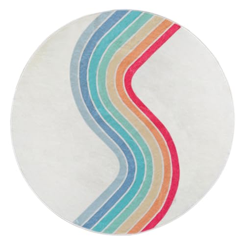 Tapete Redondo Lavable 4ft Poowe Rainbow Multicolor miniatura 2