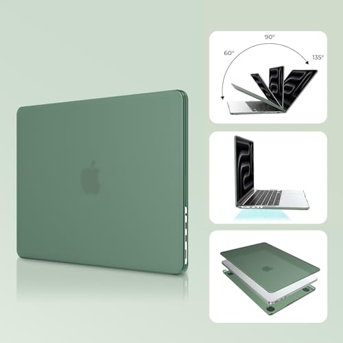 Image of EooCoo Case Compatible with MacBook Pro 14 inch M5 2026-2021 M4 M3 M2 M1 Pro /Max Chip, Matte Grip, Bump-Resistant, Hard Shell Cases with Keyboard Cover, Screen Protector - Midnight Green