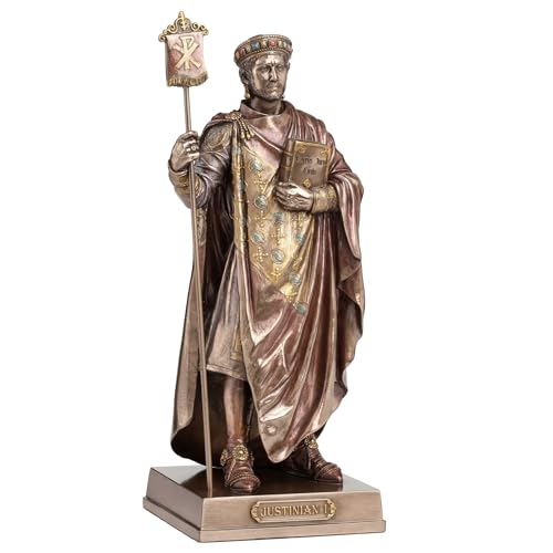 Estatua de Justiniano I en resina con acabado bronce 10.25 pulg miniatura 1