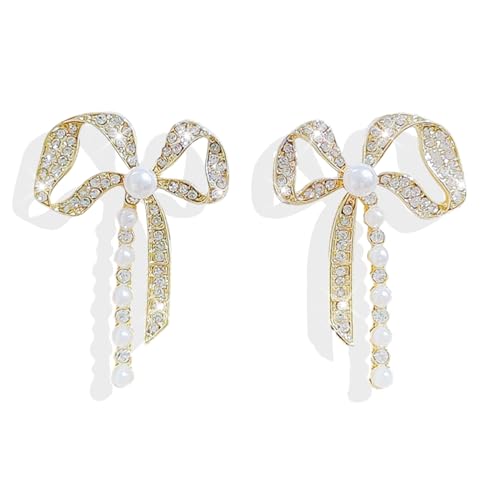 Bow Earrings for Women Pearl Drop Earrings Cute Stuff Christmas Gift