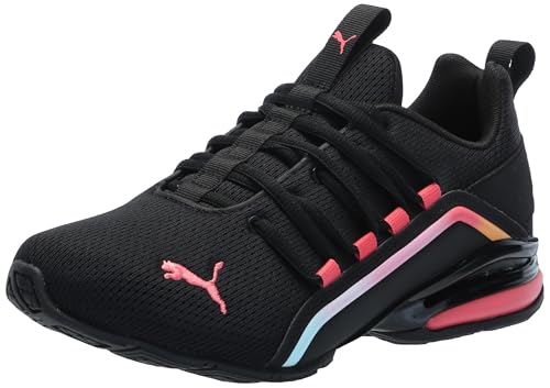 Image of PUMA Kids Boys Axelion Mesh Printed Fade Lace Up Sneakers Shoes Casual - Black, White