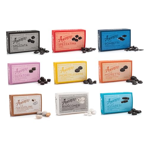 Degustazione Liquirizia Amarelli - Liquirizia pura, aromatizzata, confettata e morbida - Crea la tua selezione (4 astucci)