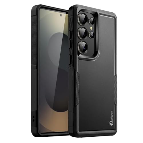 Image of KARWAN Shockproof Back Case Cover Compatible with Samsung Galaxy S24 Ultra, Heavy Duty Case with 360 Degree Camera Protection, Dual Layer Rugged Bumper Protection Cover with Matte Finish (Black)
