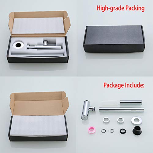 SEABEFORE Brass Round Bottle P Trap Chrome 1 1/4, Basin Sink Waste Drain P Trap Kit Extra-long Version - Thumbnail 7