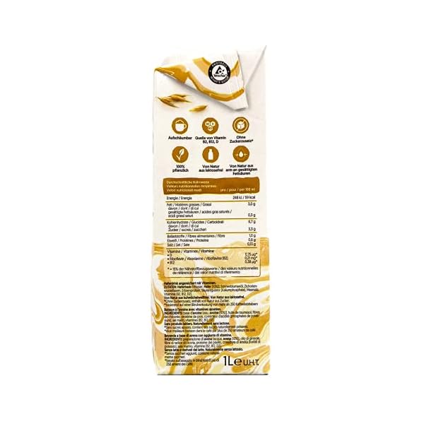 Alpro Set de 6 bebidas de avena barista de 1 litro, bebida de avena 100 % vegetal para hacer espuma para cafÃ© y batidos - Imagen 4