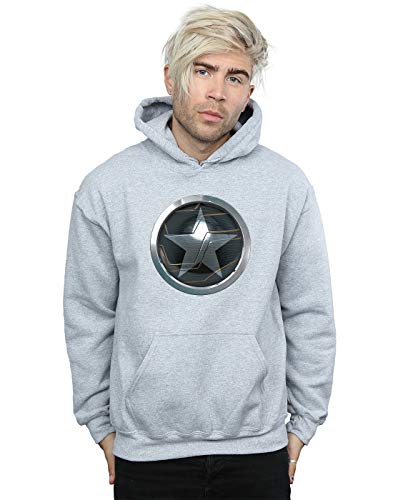 Marvel Men's The Falcon And The Winter Soldier Chest Star Hoodie Sport Grey Medium
