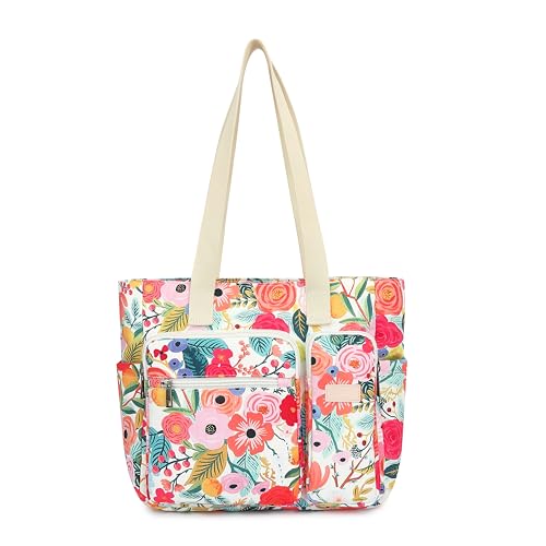 SANFAN Bolsa feminina com vários bolsos, bolsa de ombro leve, bolsa de mão de grande capacidade para viagens, trabalho, academia (flor)