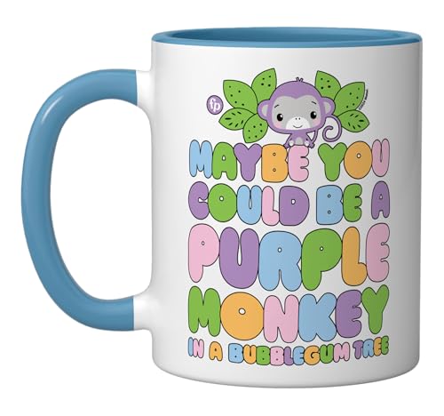 Fisher-Price Purple Monkey and Bubblegum Tree Song Ceramic Mug, Blue/White by Fisher-Price - Used condition - US$11.91