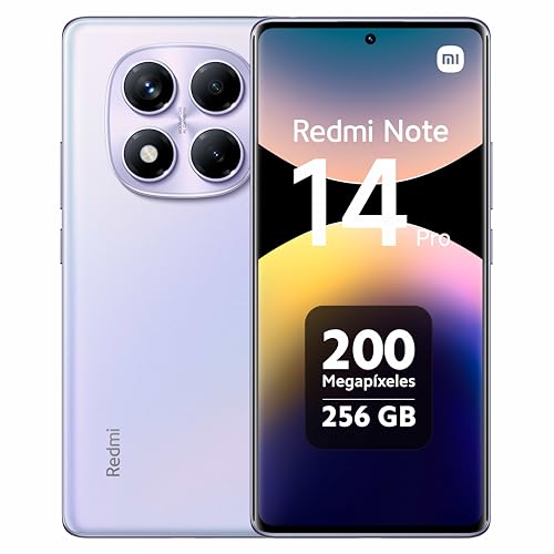 Xiaomi Redmi Note 14 Pro – Smartphone de 8+256GB, Pantalla de 6.67″ AMOLED FHD+ 120Hz, MediaTek Helio G100-Ultra, cámara de 200MP, TurboCharge 45W, 5500 mAh, Cargador no Incluido, Morado (Versión ES)