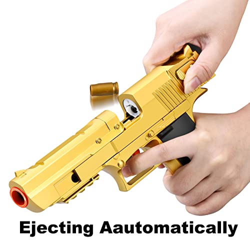 Look Real Toy Gun With Ejecting Soft Bullets,Pistol Toys Foam Blaster Realistic Model Gun Soft Bullet Play Gun With Ejection Shell Bullets For Kids Age 6 7 8 9 12(Gold) #TOP2