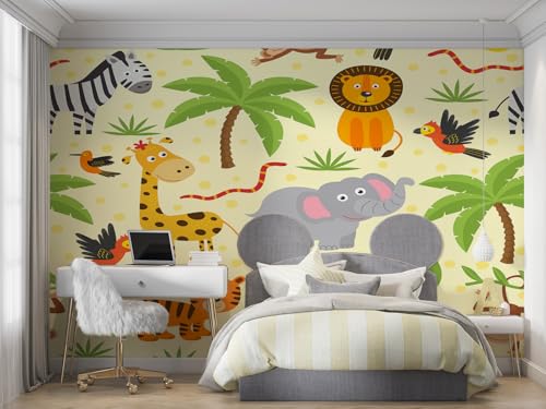 Papier peint animaux de la jungle lavable et imperméable - 6