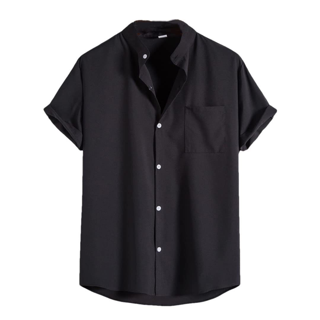 Chemise d'été décontractée haut de gamme noire XXL à boutons robustes - 8
