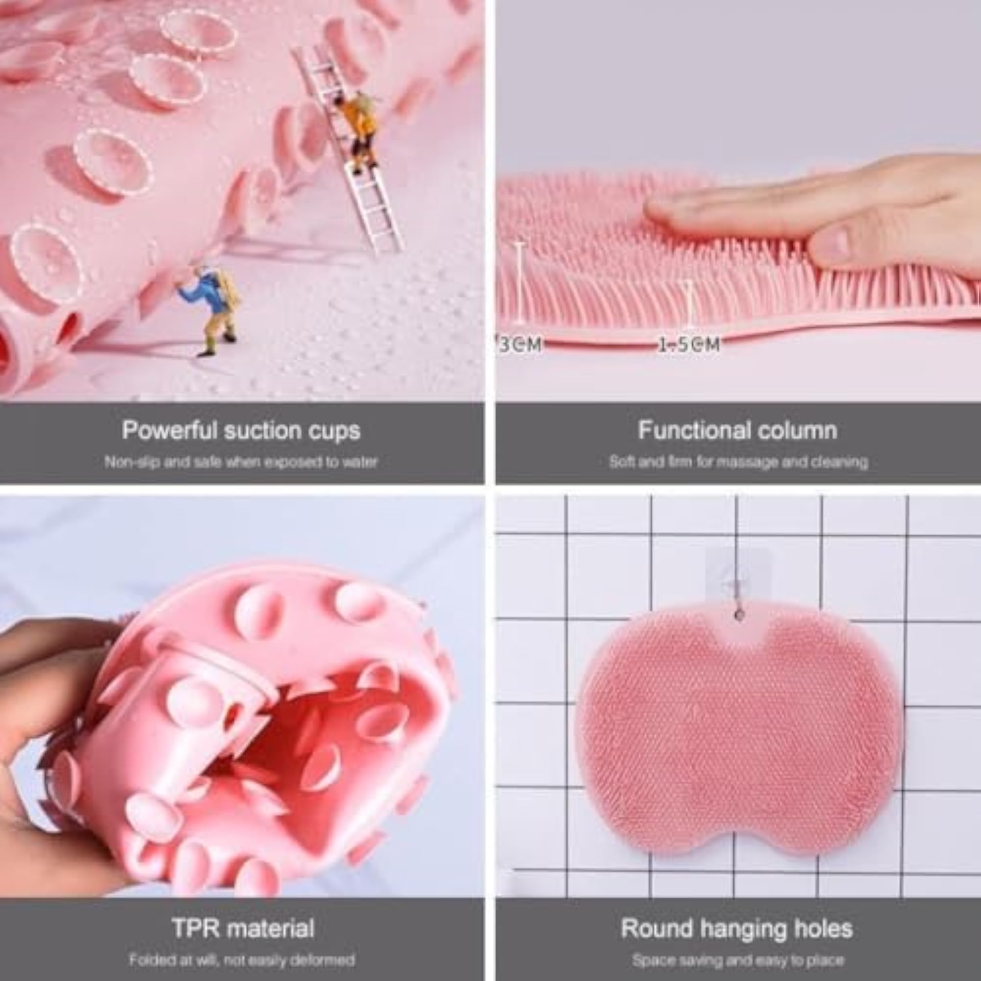 Silicone Foot Scrubber Mat for Shower with Suction Cups
