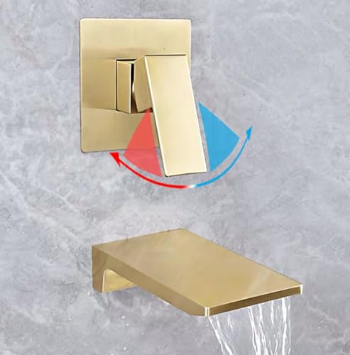 Robinet cascade encastré split en cuivre noir avec jet d'eau laminaire