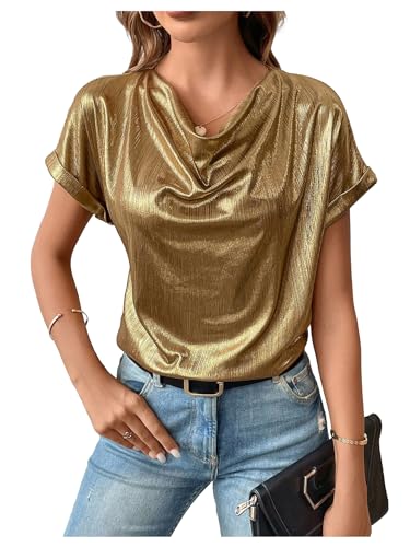 Floerns Women's Casual Cap Sleeve Leopard Print Satin Silk Blouse Tops