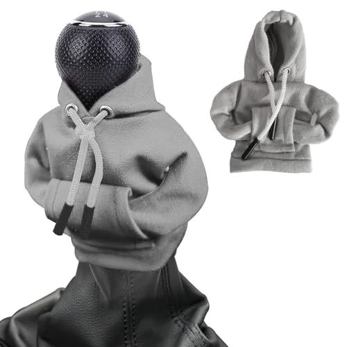 LIKENNY ギアスティックパーカー汎用 シフトノブ 車内 装飾 面白い車の装飾 アクセサリー カーシフター保護カバー ダストカバー 自動 手動 変速機 取り付け簡単 (グレー)のサムネイル