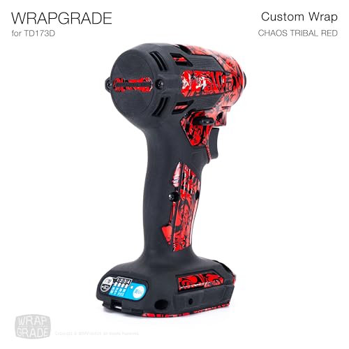 WRAPGRADE Custom Wrap Aufkleber Abziehbild kompatibel mit Makita DTD173 18V LXT (Chaost Tribal Red)