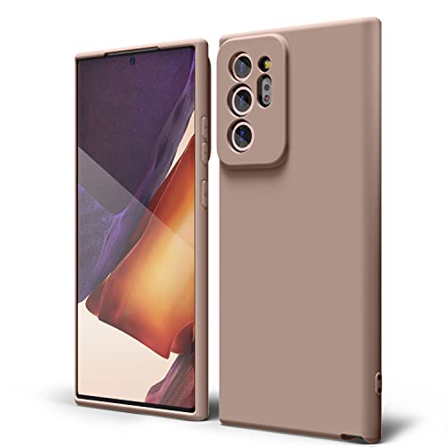 oakxco for Samsung Galaxy Note 20 Ultra Phone Case Liquid Silicone, Slim Soft Rubber TPU Plain Smooth Gel Cover for Women Girl, Matte Solid Protective & Shockproof, Nude Light Brown