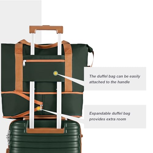 Image of Joyway Carry On Luggage 20 Inch Expandable Suitcase with Spinner Wheel, 3 Piece Hard Shell Luggage Set with TSA Lock(Green)